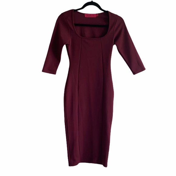Boohoo Burgundy Bodycon Dress
